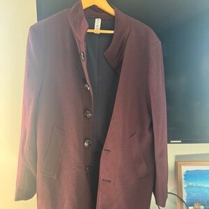 State & Liberty Maroon Herringbone Overcoat (Medium) (New)